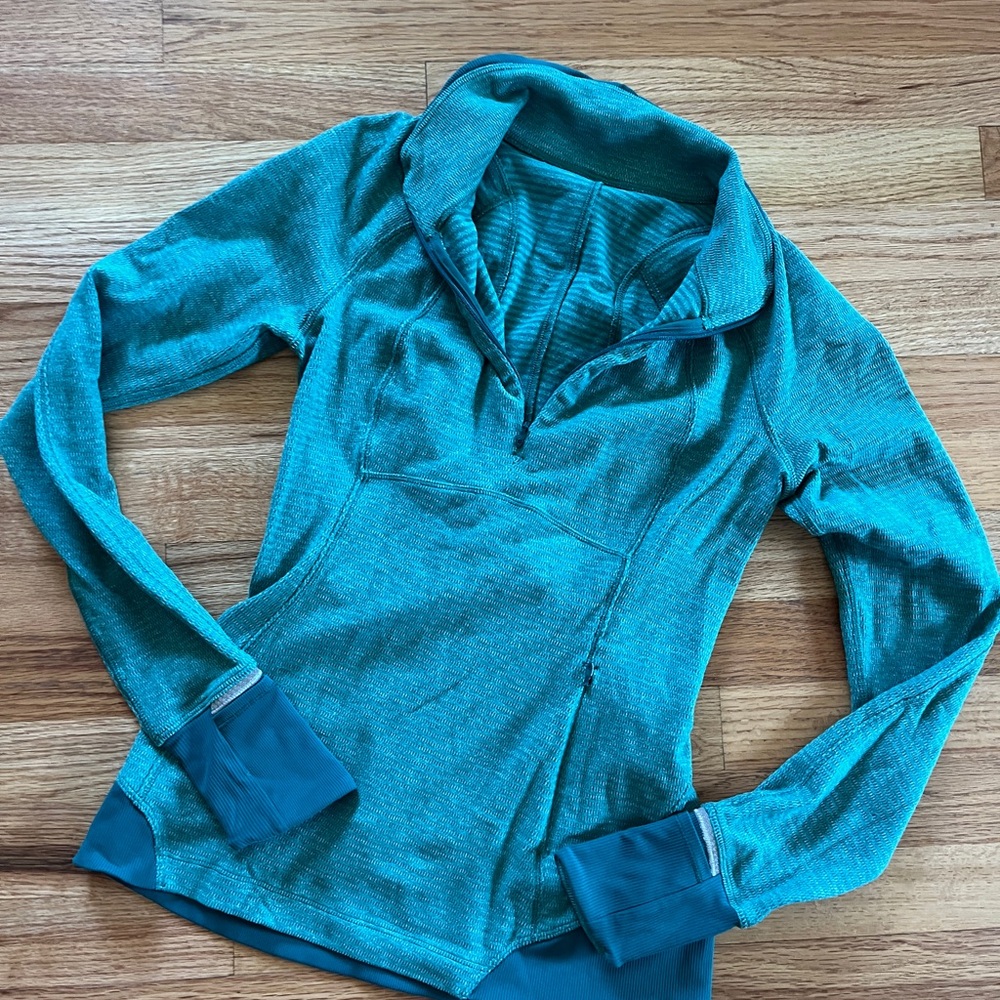 Lululemon Teal Quarter-Zip Workout Pullover